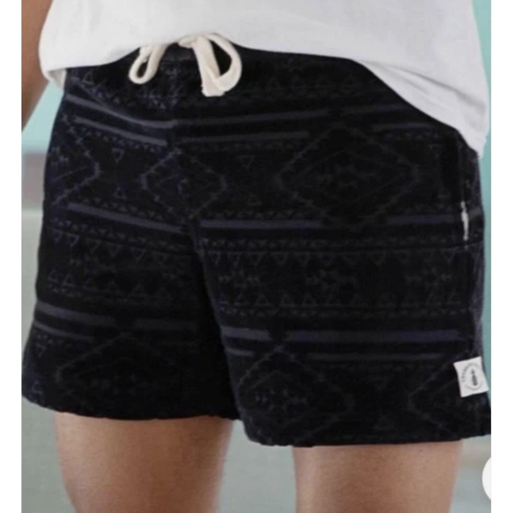Chubbies Lounge Wear Mens Large Black Velour Tribal Geometric Shorts 5.5 Inseam